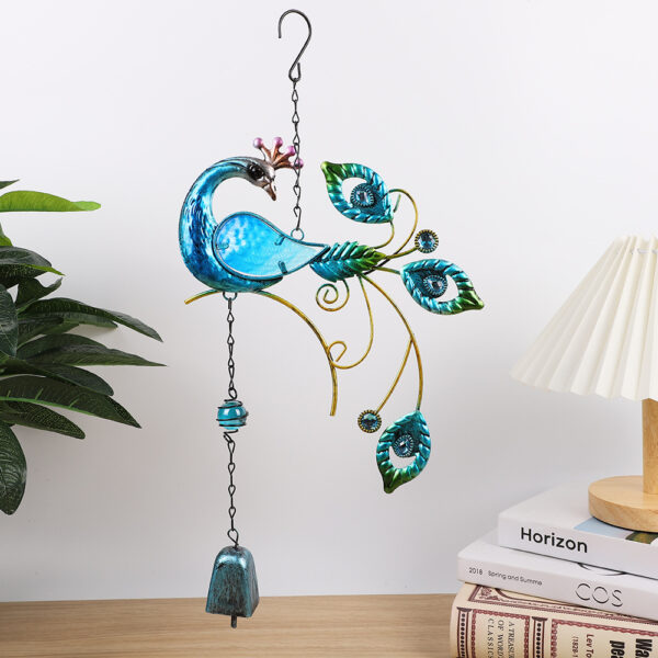 Wholesale Peacock Wind Bell Creative Metal Wind Bell Hanging Glass Painted Garden Balcony Pendant Factory St Cross-border Sply