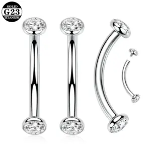Wholesale Titanium Double Headed Ear Studs Brow Bone Piercing With Internal Thread Imported Czech Diamond Lip Studs Unisex Body Piercing