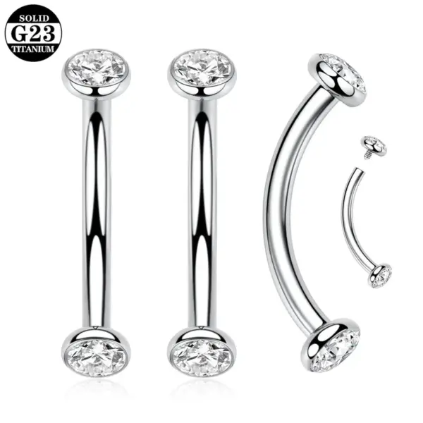 Wholesale Titanium Double Headed Ear Studs Brow Bone Piercing With Internal Thread Imported Czech Diamond Lip Studs Unisex Body Piercing