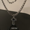 oly-b33703458fafd34f71c4d6e06b90eae1 Wholesale Dark Wind melting cross hip hop style Cuban necklace boys niche design sense female clavicle chain sweater chain