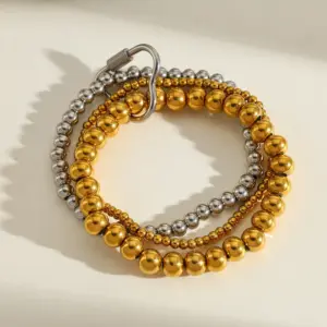 1 Steel 2 Gold - Striped Heart Steel Color Buckle