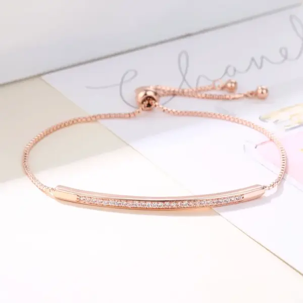 Wholesale 304 Stainless Steel Copper Gold Plated Casual Elegant Simple Style Drawstring Inlay One-Shaped Quadrilateral Bamboo Zircon Bracelets