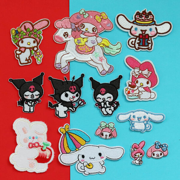 Wholesale DIY Sanrio embroidered patches for clothes, backpacks, scarves, hats, ironing, sewing, badges, and stickers.