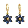 Wholesale 1 Pair Simple Style Flower Daisy Plating Inlay Copper Zircon 18k Gold Plated Drop Earrings