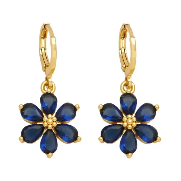Wholesale 1 Pair Simple Style Flower Daisy Plating Inlay Copper Zircon 18k Gold Plated Drop Earrings