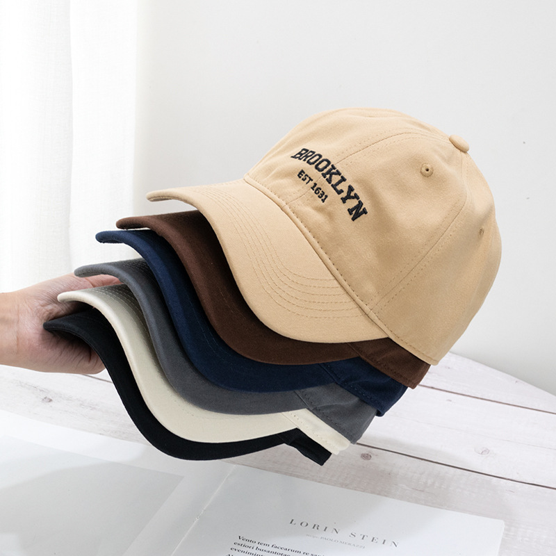Wholesale Japanese Style Pure Cotton Soft Top Cap Unisex Style Men and Women Can Wear Retro Embroidered Letter Baseball Cap Sunshade Hat