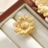 Wholesale PVD Coated Real Gold Plated Sunflower Star Shell 304 Stainless Steel Exaggerated Marine Style Simple Style Waterproof Non Tarnish Open Rings