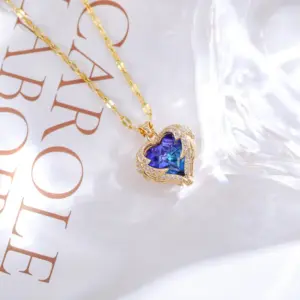 Gold-Plated Sapphire Necklace / Heart Of The Ocean