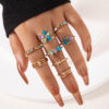 Wholesale Colorful diamond flower ring snake scallop eight-piece set