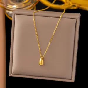 3 [Ah462] Water Drop Necklace / Gold