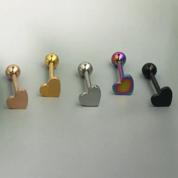 Wholesale 1 Piece Tongue Rings Simple Style Heart Shape Solid Color Horse 304 Stainless Steel Vacuum Plating Tongue Rings