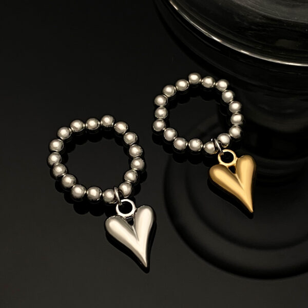 Wholesale Handmade beaded elastic cord heart pendant ring