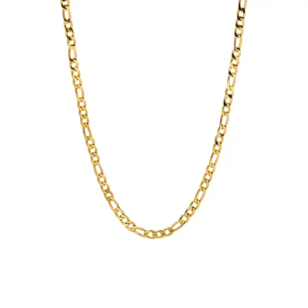 Wholesale 304 Stainless Steel Solid Color PVD Coated Real Gold Plated 18K Gold Streetwear Waterproof Non Tarnish Cuban Link Chain Curb Chain Cable Chain Figaro Chain Lobster Trigger Clasp Closure Sweater Chain Necklace