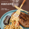 Wholesale 430 Stainless Steel Imitation Wood Grain Clip Handle Knife and Fork Son