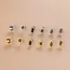 Wholesale 1 Piece Ear Cartilage Rings & Studs Fashion Solid Color 316L Stainless Steel Copper Plating Inlay Zircon