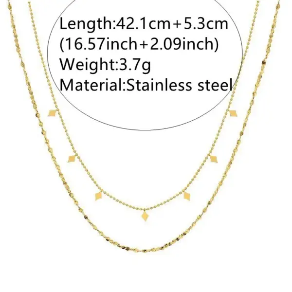 Wholesale Ion Plating (IP) 18K Gold Plated Geometric 304 Stainless Steel Fairy Style Sweet Simple Waterproof Non Tarnish Double Layer Necklaces