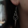 oly-b3592f342acc8fc28283c3569a7b082e Wholesale stainless steel Gothic chain tail double ring stud earrings jewelry factory direct sales