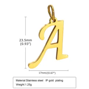 Gold (Single Pendant without Chain) / Letter A