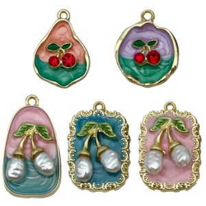 Mix 5 dripping cherry series - 1-16.3g each of 5 styles - sn1388 / Monet garden oil painting style three-dimensional pendant