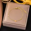Wholesale PVD Coated Real Gold Plated 18K Gold Heart Shape 304 Stainless Steel Sweet Waterproof Non Tarnish Bracelets Necklace