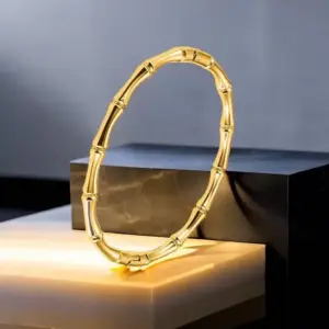 14-B-7 Gold Bamboo Bracelet round
