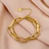Wholesale PVD Coated 18K Gold Plated Geometric 304 Stainless Steel Waterproof Non Tarnish 304 Stainless Steel Bracelets