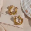 Wholesale PVD Coated Real Gold Plated 18K Gold Geometric 304 Stainless Steel Simple Style Waterproof Non Tarnish Earrings