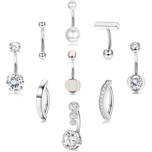 1 Piece 1 Set 316L Stainless Steel Belly Rings Geometric Heart Shape Waterproof Non Tarnish Surgical Steel Women's