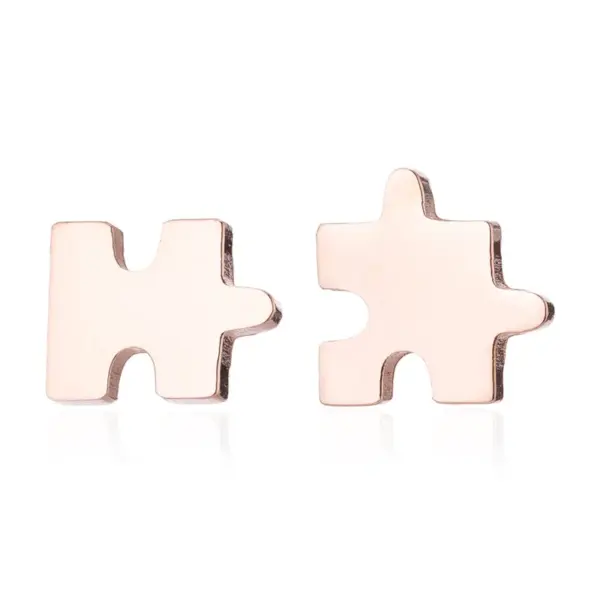 Wholesale PVD Coated 18K Gold Real Gold Plated Jigsaw 304 Stainless Steel Fashion Korean Style Waterproof Non Tarnish Ear Studs