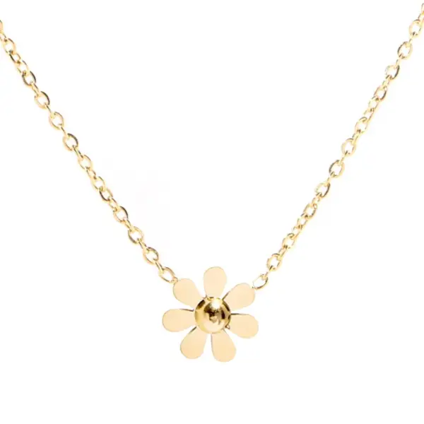 PVD Coated Real Gold Plated 18K Gold Daisy 304 Stainless Steel Simple Style Waterproof Non Tarnish 304 Stainless Steel Pendant Necklace