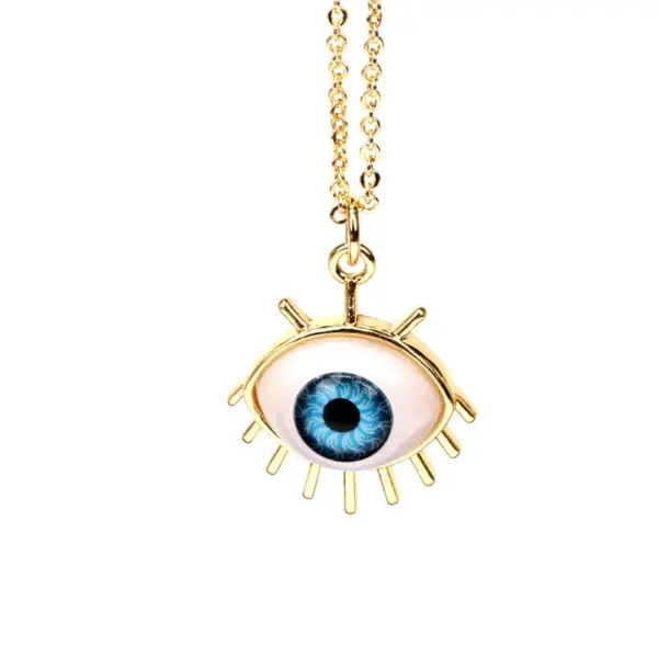 Plastic Copper Cable Chain Devil's Eye Pendant Necklace