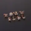 316L Stainless Steel Copper Zircon Ear Cartilage Rings & Studs Flower Waterproof Non Tarnish Surgical Steel Women'S