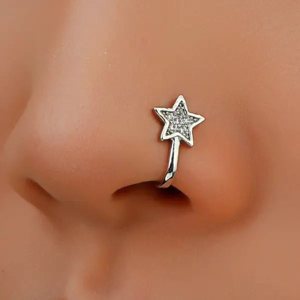 Fashion Copper Inlaid Zircon Star Nose Nail Wholesale Nihaojewelry Nose Pin