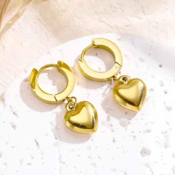 Wholesale Jewelry Elegant Classic Style Heart Shape 304 Stainless Steel Bracelets Earrings Necklace