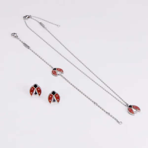 Wholesale Jewelry Elegant Cute Ladybugs 304 Stainless Steel Cable Chain Jewelry Set