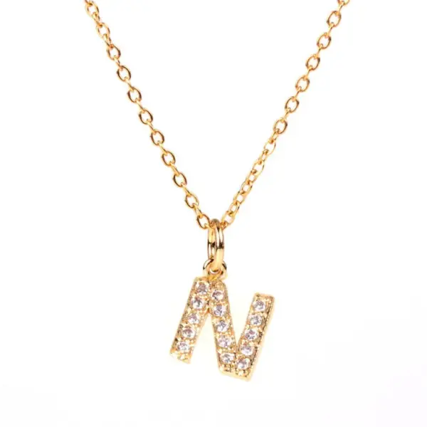 Wholesale Jewelry Fashion Letter Copper Diamond Necklace