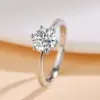 Wholesale Popular Simulated Moissanite Ring For Women Six-Prong One Carat Wedding Jewelry Simple Geometry