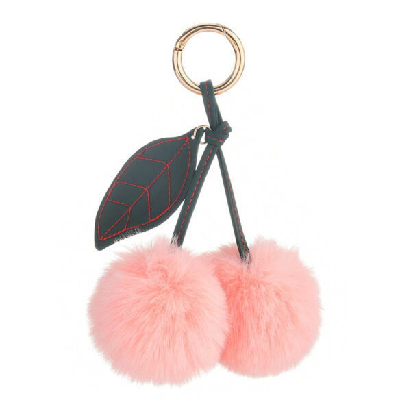 Wholesale fruit Cherry fur ball keychain imitation Rex rabbit fur bag pendant small jewelry