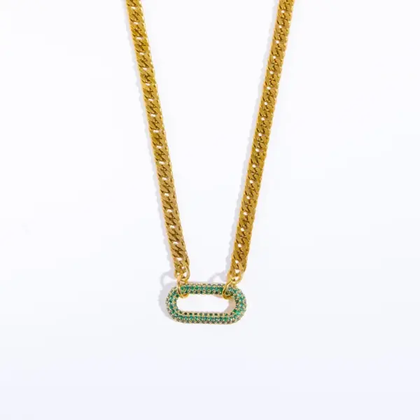 Wholesale Jewelry Fashion Round Glass Copper Rhinestones 18K Gold Plated Plating Necklace