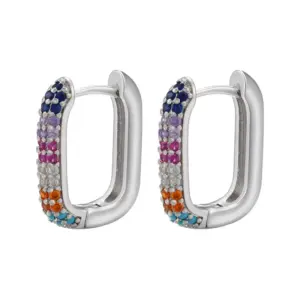White Gold Color Colorful Crystals 1 Pair