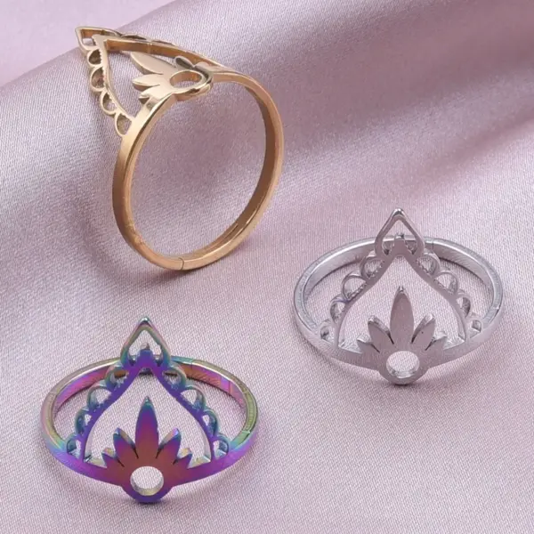 Wholesale PVD Coated Real Gold Plated 18K Gold Color Block 304 Stainless Steel Retro Waterproof Non Tarnish Rings