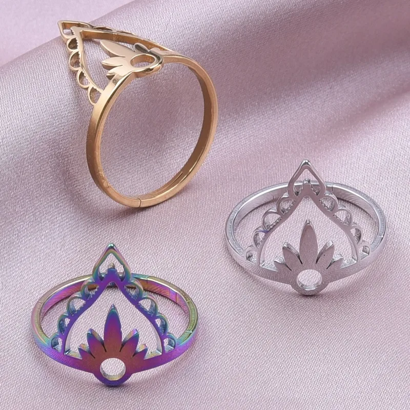 Wholesale PVD Coated Real Gold Plated 18K Gold Color Block 304 Stainless Steel Retro Waterproof Non Tarnish Rings