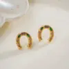 Wholesale PVD Coated 18K Gold Plated U Shape Irregular Geometric 304 Stainless Steel Casual Cute Simple Style Small Stud Earrings Necklace