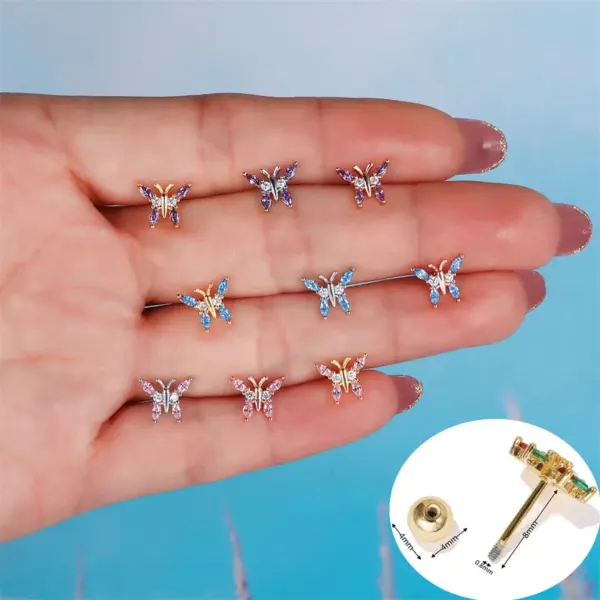 Wholesale Ear Cartilage Rings & Studs Animal Brass Gem
