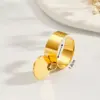 PVD Coated 14K Gold Plated Solid Color 304 Stainless Steel Simple Style Classic Style Waterproof Non Tarnish Charm Rings