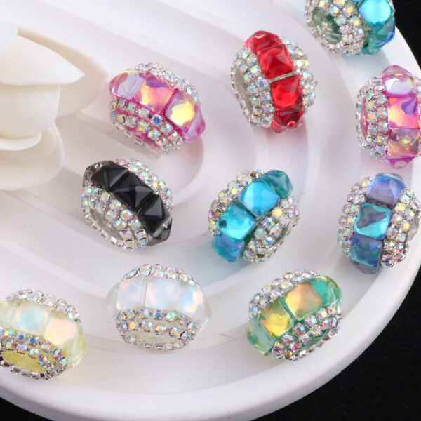 oly-b3a6f8c349042a0855e75092d9845567 Wholesale Square cat's eye stone drill chain flat beads drill ball can wear straight hole beads DIY mobile phone chain key chain bag chain accessories
