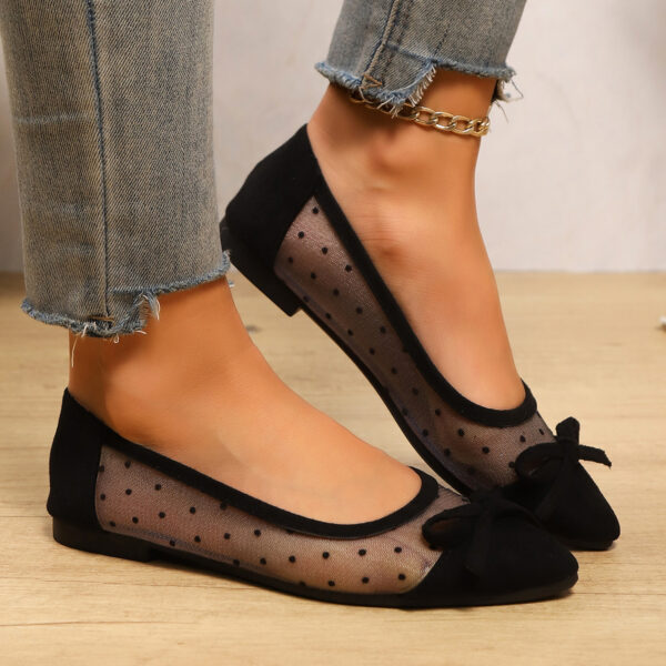 Wholesale Cross-border plus size Hollow-out Single-layer Shoes Women's Outer Wear 2025 Summer New European and American Fashion Color-matching Dot Casual Single-layer Shoes