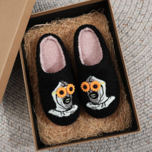 Cotton slippers-(yellow) chrysanthemum eyes (black) / 42-43