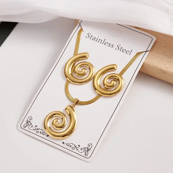 Sun Spiral Shell Earrings Necklace Set 304 Stainless Steel Electroplated Jewelry Set Casual Holiday Modern Style For Women