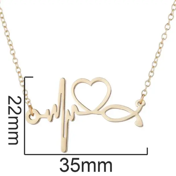Wholesale 201 Stainless Steel 18K Gold Plated Fashion Plating Electrocardiogram Pendant Necklace